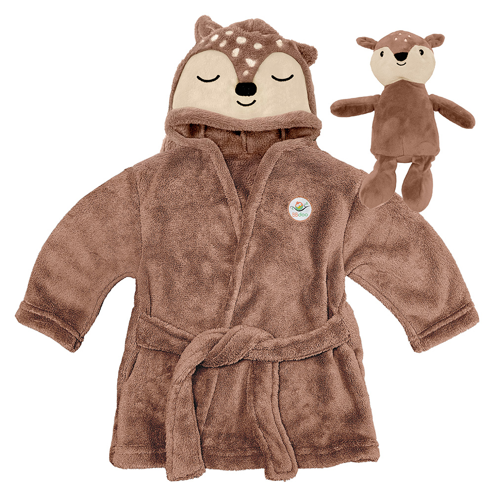 Image Baby Bathrobe with Plush-Deer - Choco-mousse Color